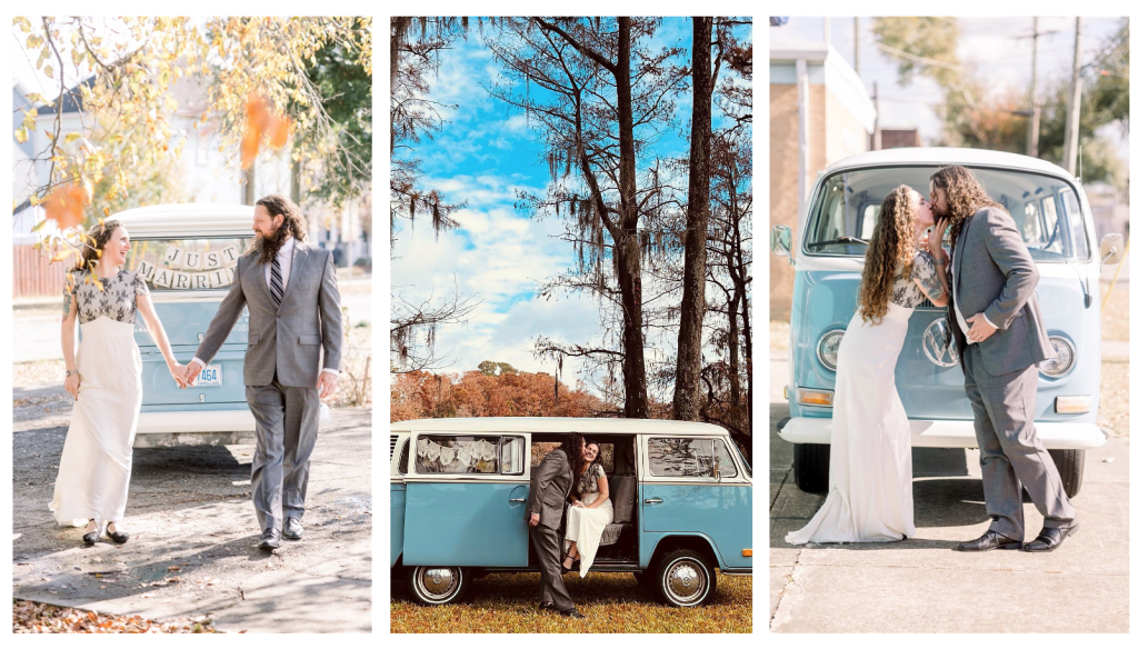 vintage volkswagen bus wedding rental available in wilmington nc